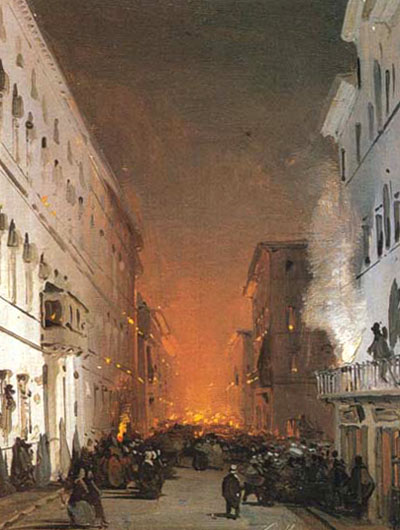 Ippolito Caffi,Via del Corso, de nuit (1835-1860, date indéterminée)